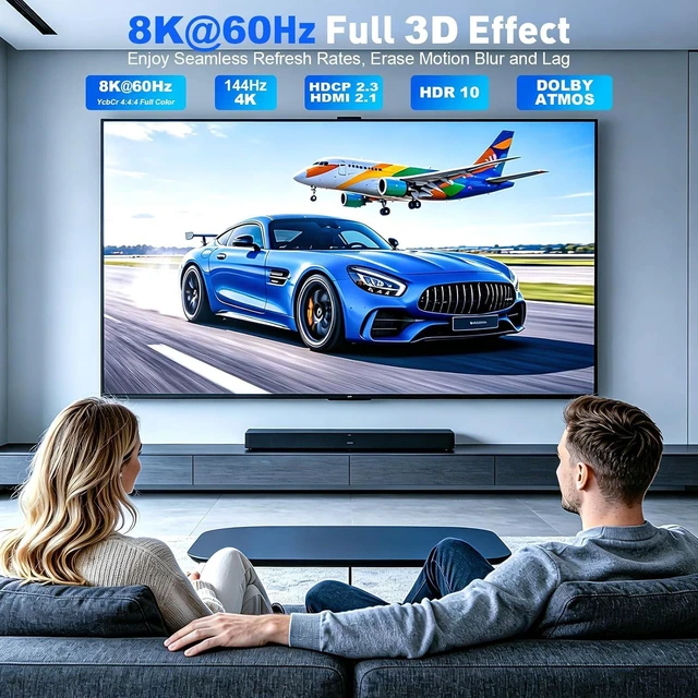 Alt view image 5 of 7 - 8K Active DisplayPort 1.4 to HDMI 2.1 Cable 10FT 8K@60Hz 4k@240Hz