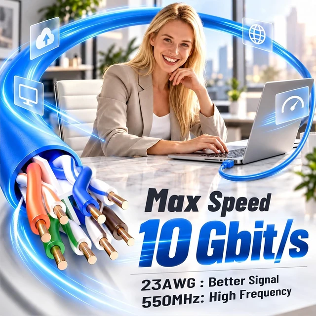 Alt view image 4 of 7 - Uvital Cat6 CMR Rated Ethernet Cable 500ft, 23AWG Solid Copper, PoE++