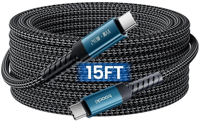 Main image of USB C to USB C Cable 60W, 20FT Right Angle USB C Cable PD 3.0 Type C Cable Fast Charge for iPhone 17Pro Series,MacBook Pro Air, iPad Pro Air, Dell XPS13 15, Galaxy S24 Ultra,PS5 Controller