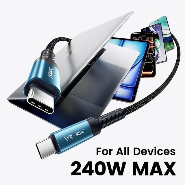 Alt view image 3 of 7 - USB C to USB C Cable 60W, 20FT Right Angle USB C Cable PD 3.0 Type C Cable Fast Charge for iPhone 17Pro Series,MacBook Pro Air, iPad Pro Air, Dell XPS13 15, Galaxy S24 Ultra,PS5 Controller