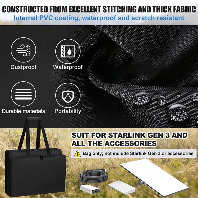 Alt view image 2 of 7 - Carrying Case Compatible with Starlink standard Gen 3, With Thick Padded Inner and Multiple Pockets, Heavy-Duty Travel Storage Bag For Satellite Dish Router Accessories, For Camping,Outdoor, RV