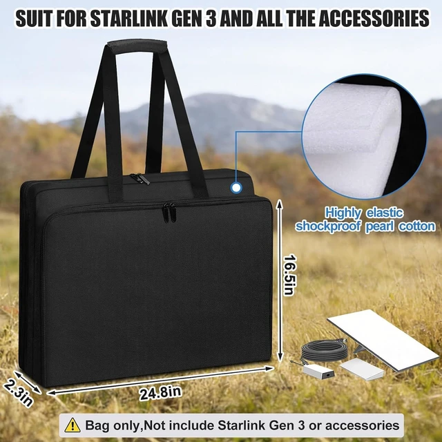 Alt view image 7 of 7 - Carrying Case Compatible with Starlink standard Gen 3, With Thick Padded Inner and Multiple Pockets, Heavy-Duty Travel Storage Bag For Satellite Dish Router Accessories, For Camping,Outdoor, RV