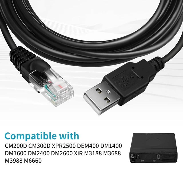 Alt view image 2 of 5 - PMKN4147 PMKN4147A USB Programming Cable for Motorola CM200D CM300D XPR2500 DEM400 DM1400 DM1600 DM2400 DM2600 XiR M3188 M3688 M3988 M6660 Mobile Radi