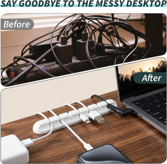 Alt view image 6 of 7 - Charging Cord Storage Organizer- 5 Compartments Charging Cord Organizer Box, with 5 Cable Ties and 1 Cable Clip,for Home Office Desk