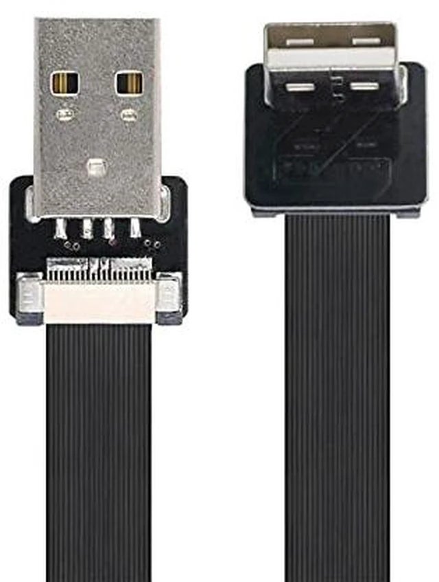 Alt view image 2 of 6 - Down Angled USB 2.0 Type-A Male to Type-A Male Data Flat Slim FPC Cable 90 Degree for FPV & Disk & Scanner & Printer 50cm