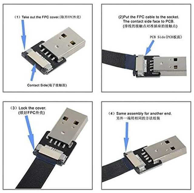 Alt view image 4 of 6 - Down Angled USB 2.0 Type-A Male to Type-A Male Data Flat Slim FPC Cable 90 Degree for FPV & Disk & Scanner & Printer 50cm
