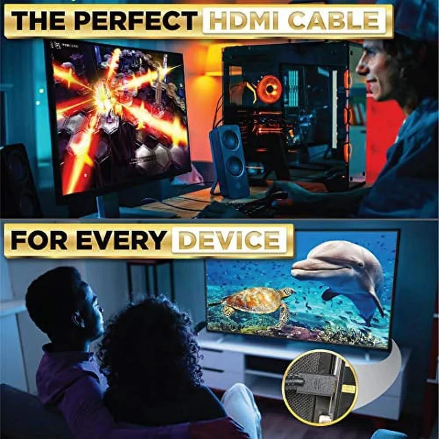 Alt view image 6 of 7 - HDMI to HDMI Cable High Speed DisplayPort 2.1 High Resolution Video Support 4K@120Hz, 2160P, 1080P,4K HDMI 2.0 Cable Full HD