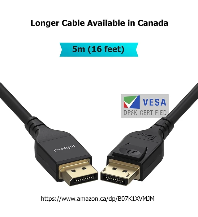 Alt view image 6 of 6 - DisplayPort Cable 1.4, Infinnet 8K DisplayPort 1.4 1.4a Cable 2K 280Hz 240Hz 165Hz 4K 160Hz 144Hz 1080p 390Hz 360Hz Display Port DP 1.4 Cable HBR3 Cord HDR VESA Certified, 2m (6 feet) - 2 Pack