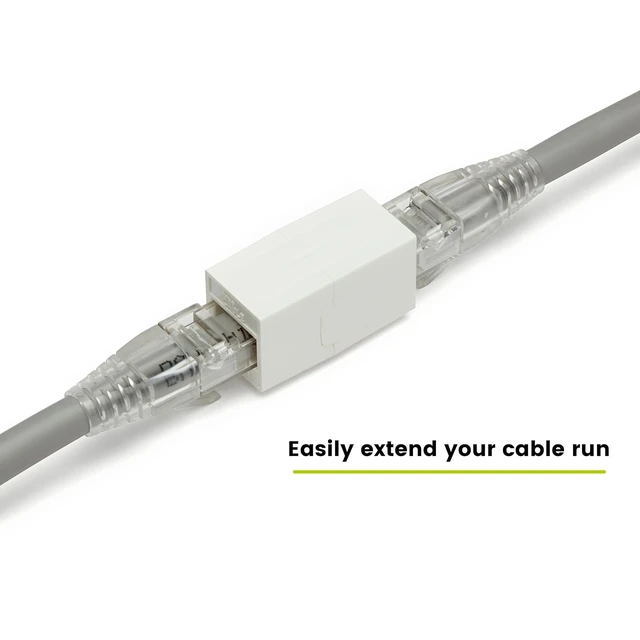 Alt view image 3 of 6 - trueCABLE Cat6A Inline Coupler, Unshielded (UTP), PoE++ (4PPoE), UL Listed, ETL Verified, ANSI/TIA 568-2.D Cat 6A Performance Compliant, Female to Female RJ45 Couplers, White, 12 Pack