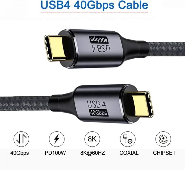 Alt view image 3 of 7 - USB4 Cable 40Gbps with 100W Charging and 8K@60Hz 5K@60Hz USB4.0 USB-C to USB-C Compatible with Thunderbolt3/4 200cm