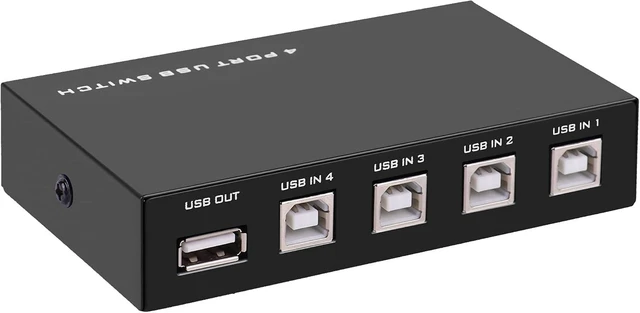 Main image of USB2.0 Printer Sharer Switcher, 4 Port USB B Print Selector Switch Adapter 4 in 1 Out Printer Splitter Hub for Printer Scanner Camera Keyboard