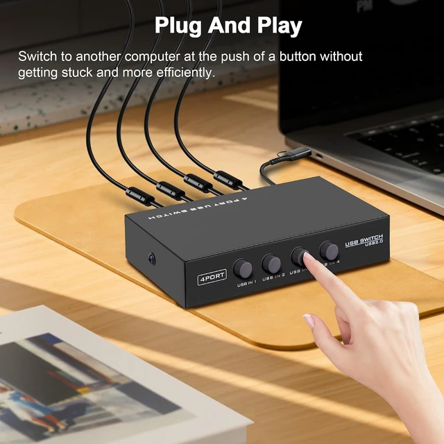 Alt view image 4 of 7 - USB2.0 Printer Sharer Switcher, 4 Port USB B Print Selector Switch Adapter 4 in 1 Out Printer Splitter Hub for Printer Scanner Camera Keyboard