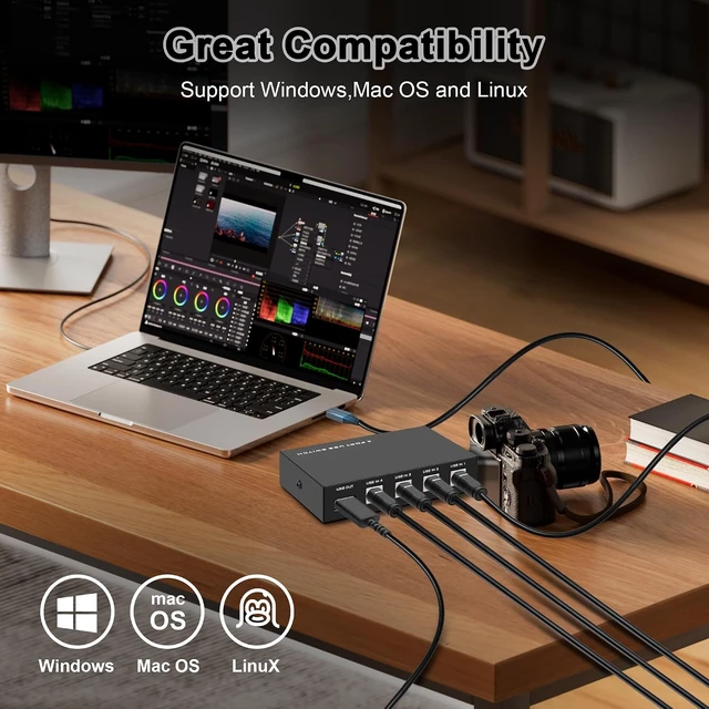 Alt view image 6 of 7 - USB2.0 Printer Sharer Switcher, 4 Port USB B Print Selector Switch Adapter 4 in 1 Out Printer Splitter Hub for Printer Scanner Camera Keyboard