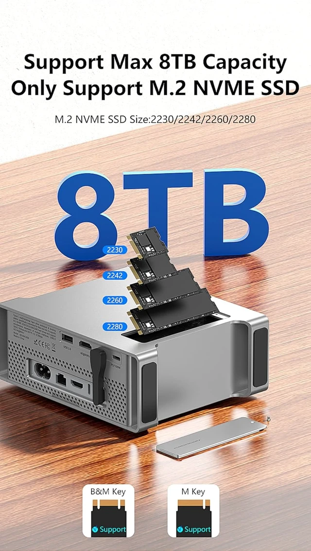 Alt view image 7 of 7 - USB C Hub with M.2 NVME SSD Slot Enclosure for Mac mini M4/M4 Pro, Stand Type-C Docking Station SSD Case HDMI USB3.2 Gen2 SD4.0 TF4.0 (MAC908)