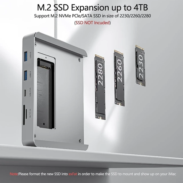 Alt view image 7 of 7 - USB C Hub for iMac 24 inch 2021/2023/2024, 8 in 1 iMac USB Hub with M.2 SSD Expansion (SSD Not Included)USB A/C 3.2 10Gbps, SD/TF, HDMI iMacM1 M3 M4 Dock Accessories