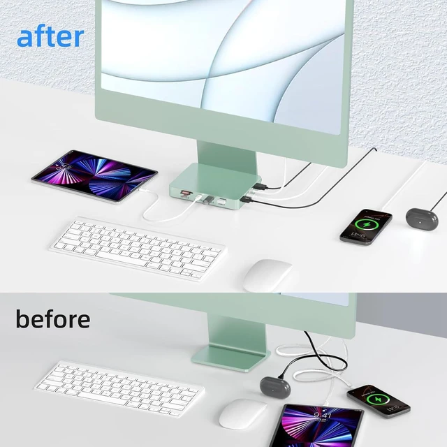 Alt view image 6 of 7 - USB C Hub for iMac 24 inch 2021/2023/2024, 8 in 1 iMac USB Hub with M.2 SSD Expansion (SSD Not Included)USB A/C 3.2 10Gbps, SD/TF, HDMI iMacM1 M3 M4 Dock Accessories