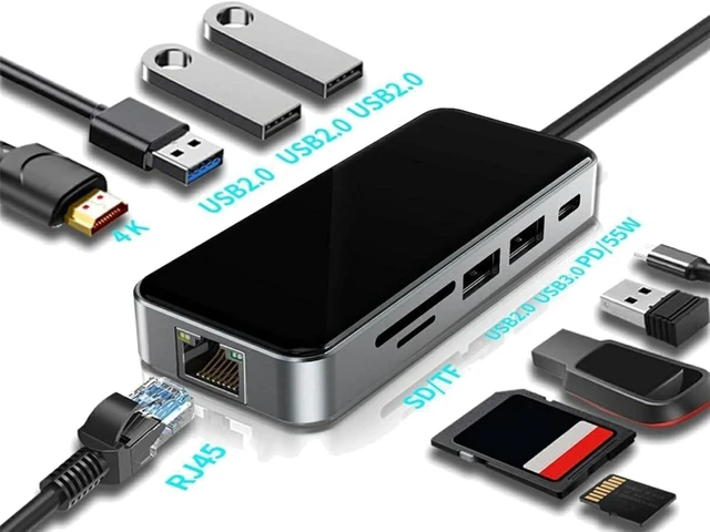 Alt view image 2 of 7 - 10 in 1 USB C Hub Docking Station