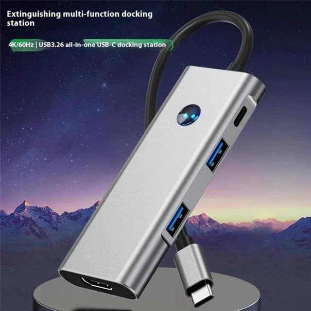 Alt view image 4 of 7 - Type-C 6-in-1 Hub One-Key Screen Off PD100W 4K HDMI 2X USB3.2 2426