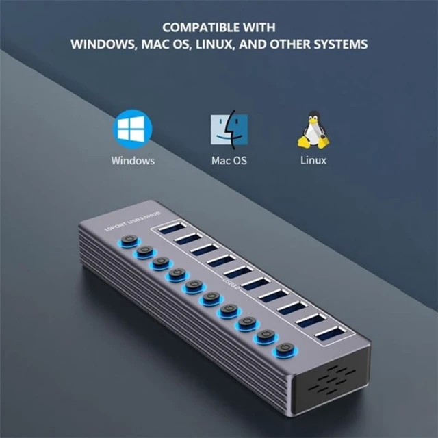 Alt view image 4 of 7 - USB 3.0 Extension HUB U310 10-in-1 USB Power Charging Station