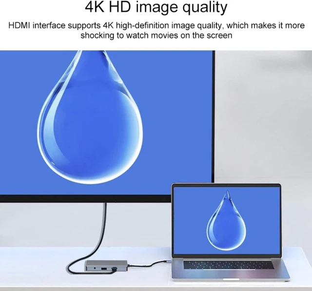 Alt view image 2 of 7 - 9 in 1 RJ45 100W PD SD/TF USBx2 HDMI VGA 3.5mm AUX Type C HUB Adapter