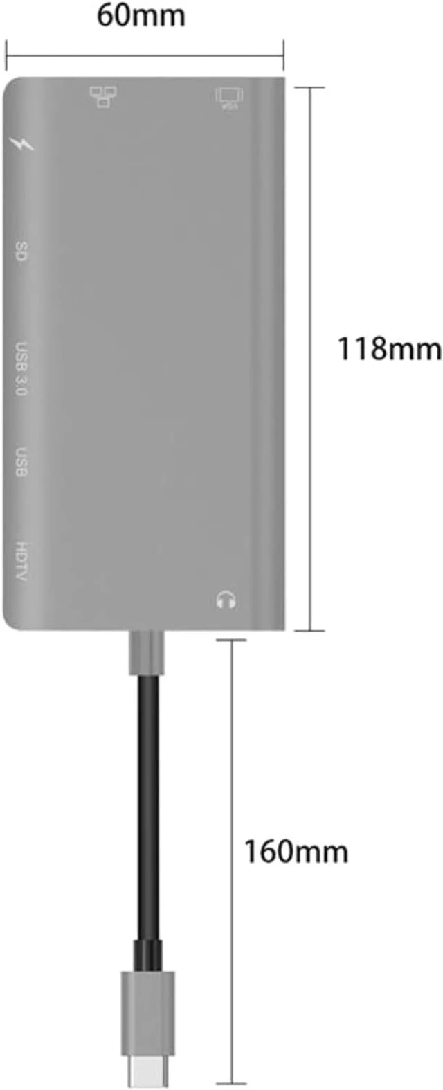 Alt view image 5 of 7 - USB-C Hub 9591BD Grey Compatible with All Type-C Devices