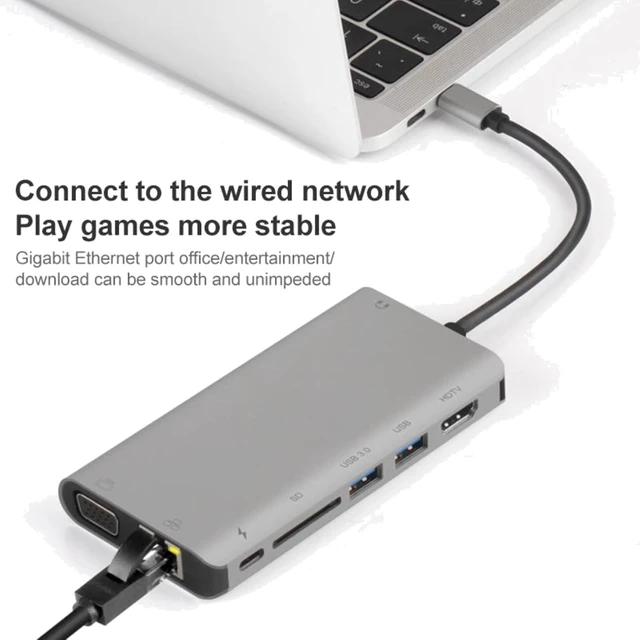 Alt view image 7 of 7 - USB-C Hub 9591BD Grey Compatible with All Type-C Devices