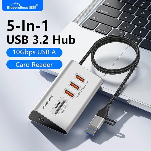Alt view image 2 of 6 - Multifunctional USB C Port HUB Docking Station Gray