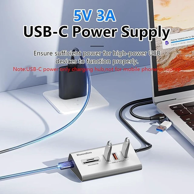 Alt view image 4 of 6 - Multifunctional USB C Port HUB Docking Station Gray
