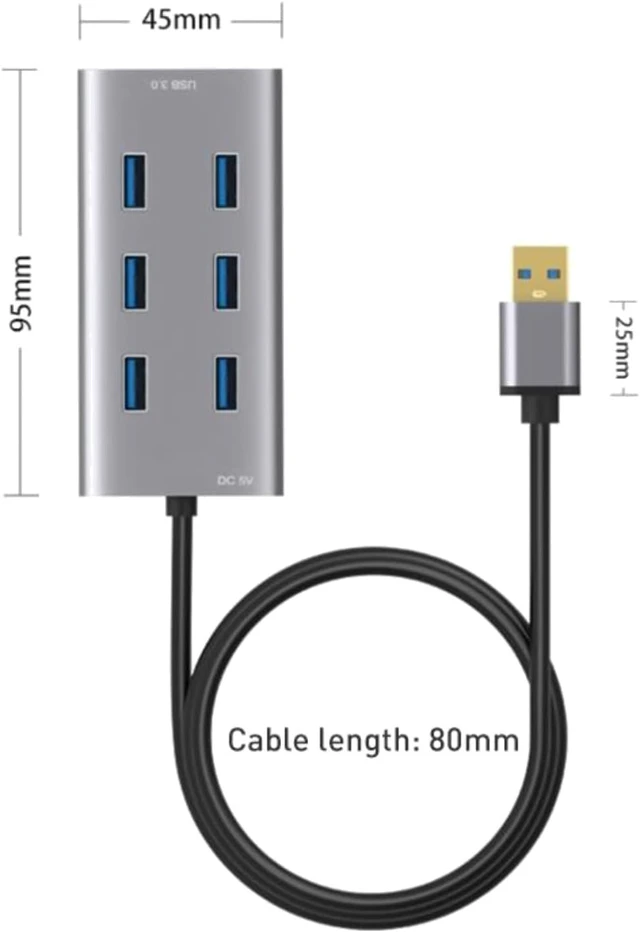 Alt view image 2 of 7 - 7 Ports USB 3.0 to USB 3.0 HUB Cable Length 80 cm