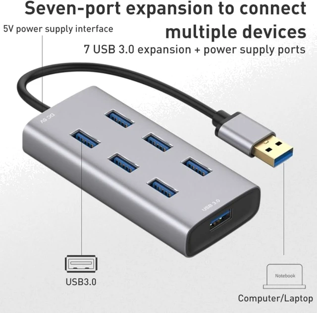Alt view image 5 of 7 - 7 Ports USB 3.0 to USB 3.0 HUB Cable Length 80 cm