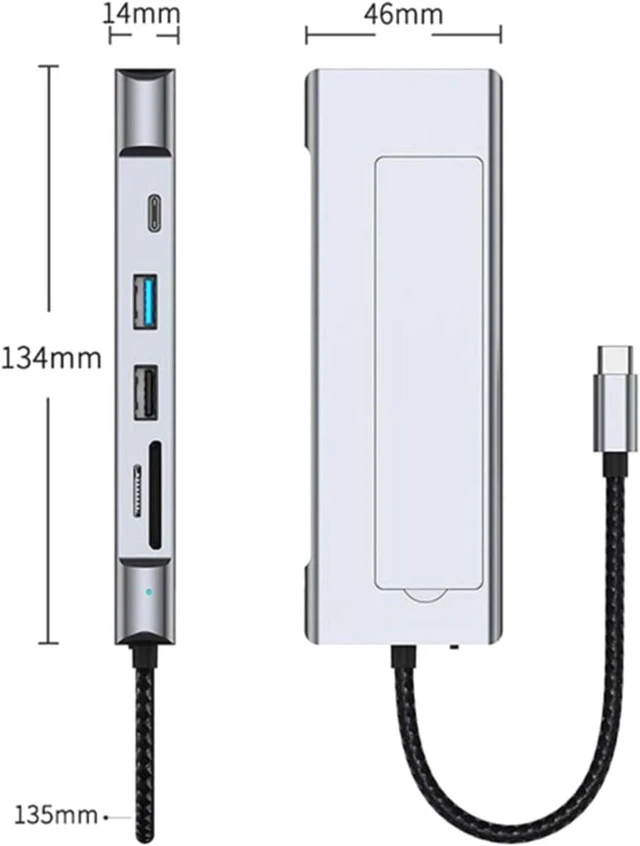 Alt view image 3 of 7 - 8 in 1 HUB USB C to M2 SSD Enclosure