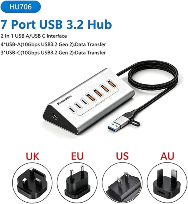 Alt view image 2 of 7 - USB C 2 in 1 Port Multifunctional HUB Docking Station Gray