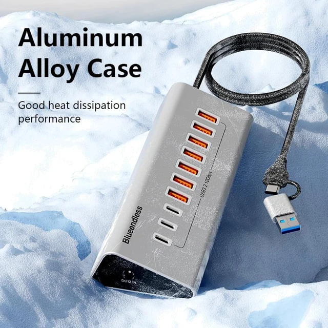 Alt view image 7 of 7 - USB C 2 in 1 Port Multifunctional HUB Docking Station Gray