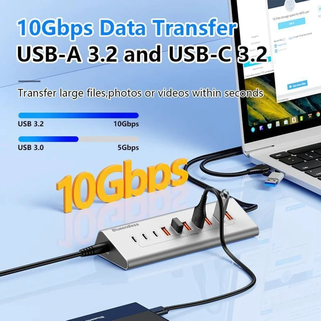 Alt view image 4 of 7 - USB C 2 in 1 Port Multifunctional HUB Docking Station Gray