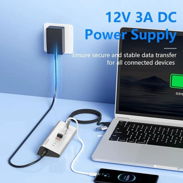 Alt view image 5 of 7 - USB C 2 in 1 Port Multifunctional HUB Docking Station Gray