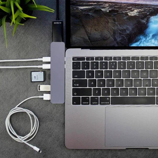 Alt view image 6 of 6 - USB-C Hub Replacement with HDMI USB 3.0 SD TF Card Slots