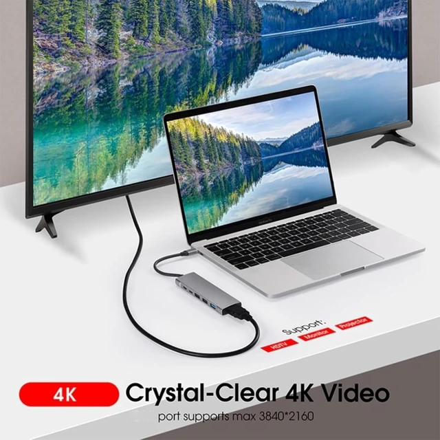 Alt view image 5 of 6 - 9 in 1 USB Type C Hub HDMI 4K 30Hz USB 3.0 x3 PD SD TF Audio Hub