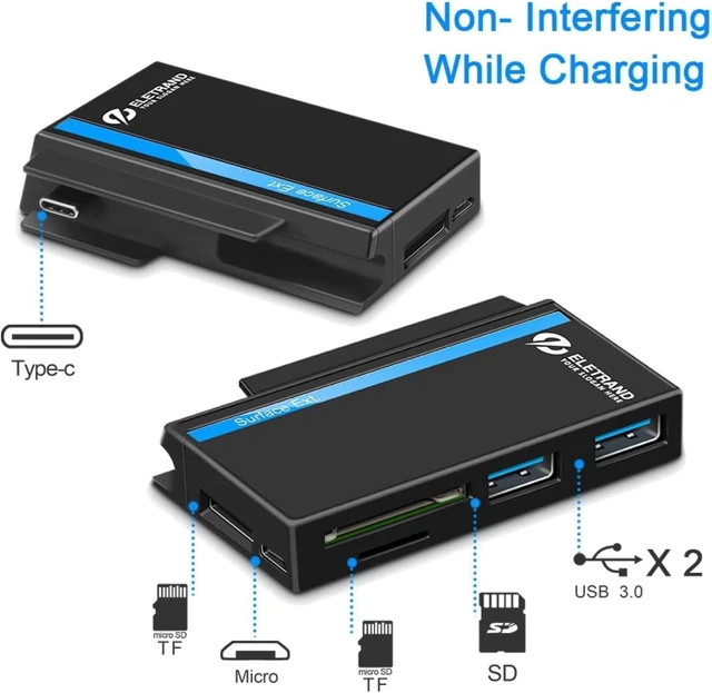 Alt view image 2 of 7 - USB 3.0 + Micro USB Interface Hub Compatible with Microsoft Surface Go