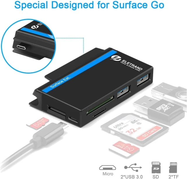 Alt view image 4 of 7 - USB 3.0 + Micro USB Interface Hub Compatible with Microsoft Surface Go