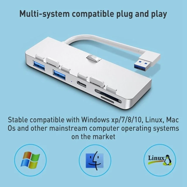 Alt view image 4 of 7 - Type C USB Hub with SD/TF Card Reader