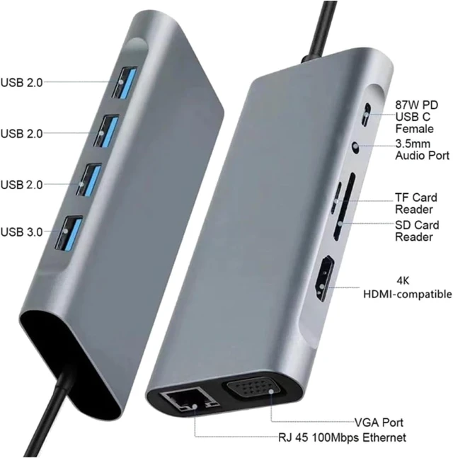 Alt view image 4 of 7 - USB C Docking Station HUB Adapter 11 in 1