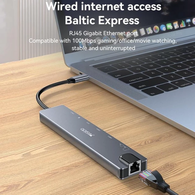 Alt view image 3 of 7 - 8 in 1 Type-C 3.1 HUB Adapter Docking Station Dark Grey