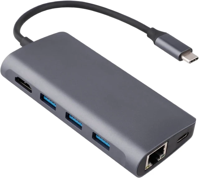 Main image of 8 in 1 Type-C to HDMI + USB 3.0 x 3 + RJ45 + PD + SD/TF Card Slot HUB Adapter