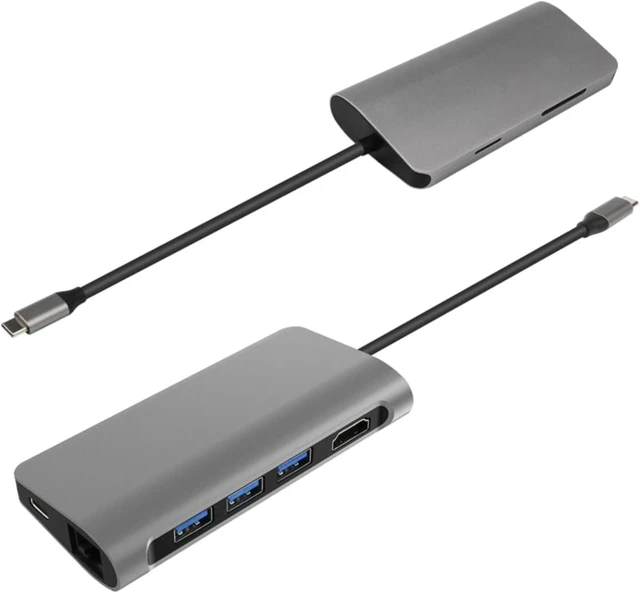 Alt view image 2 of 5 - 8 in 1 Type-C to HDMI + USB 3.0 x 3 + RJ45 + PD + SD/TF Card Slot HUB Adapter