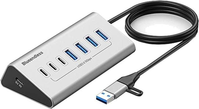 Main image of USB-C 2 in 1 Hub Docking Station 7 Ports Grey