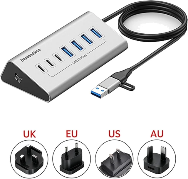 Alt view image 2 of 7 - USB-C 2 in 1 Hub Docking Station 7 Ports Grey