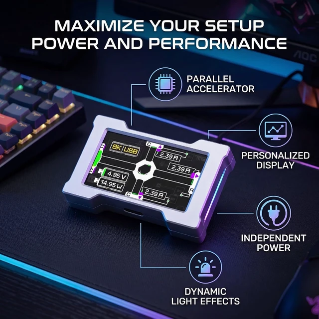 Alt view image 2 of 7 - USB C Gaming Dock, 8000Hz Full Color Display (Silver)