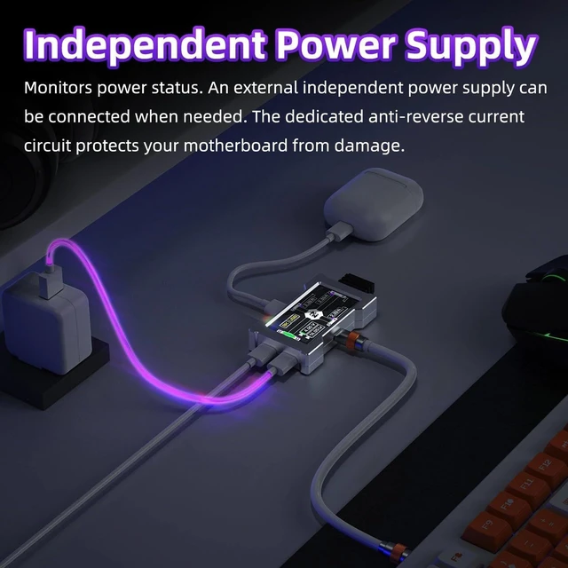 Alt view image 4 of 6 - Gaming USB Hub 2-to-3 Adapter with 8K Display, HMHUB Desk RGB Setup