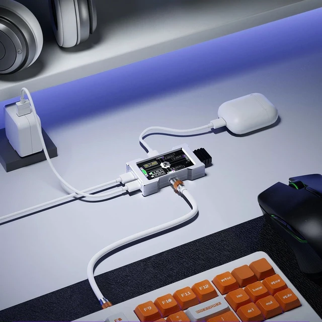 Alt view image 5 of 6 - Gaming USB Hub 2-to-3 Adapter with 8K Display, HMHUB Desk RGB Setup