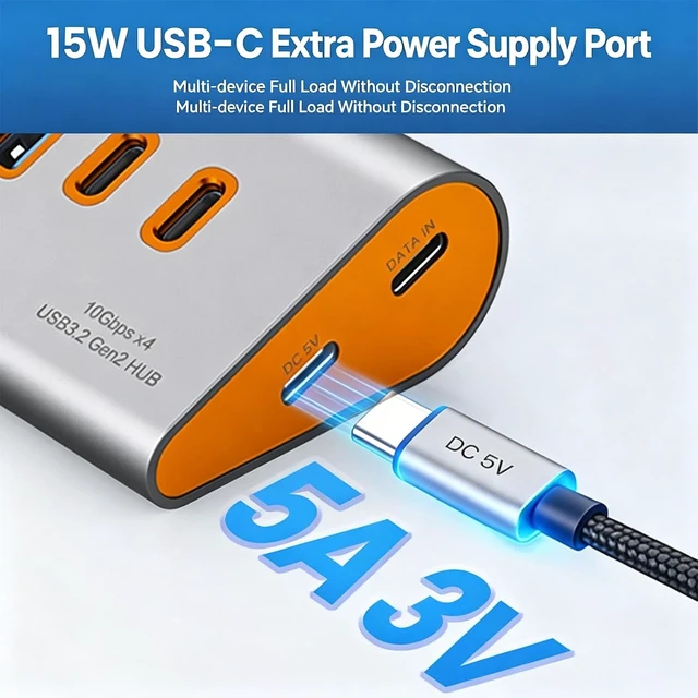 Alt view image 5 of 7 - USB 3.2 Extension 4 Harbors 10Gbps Aluminum Build for Home, A